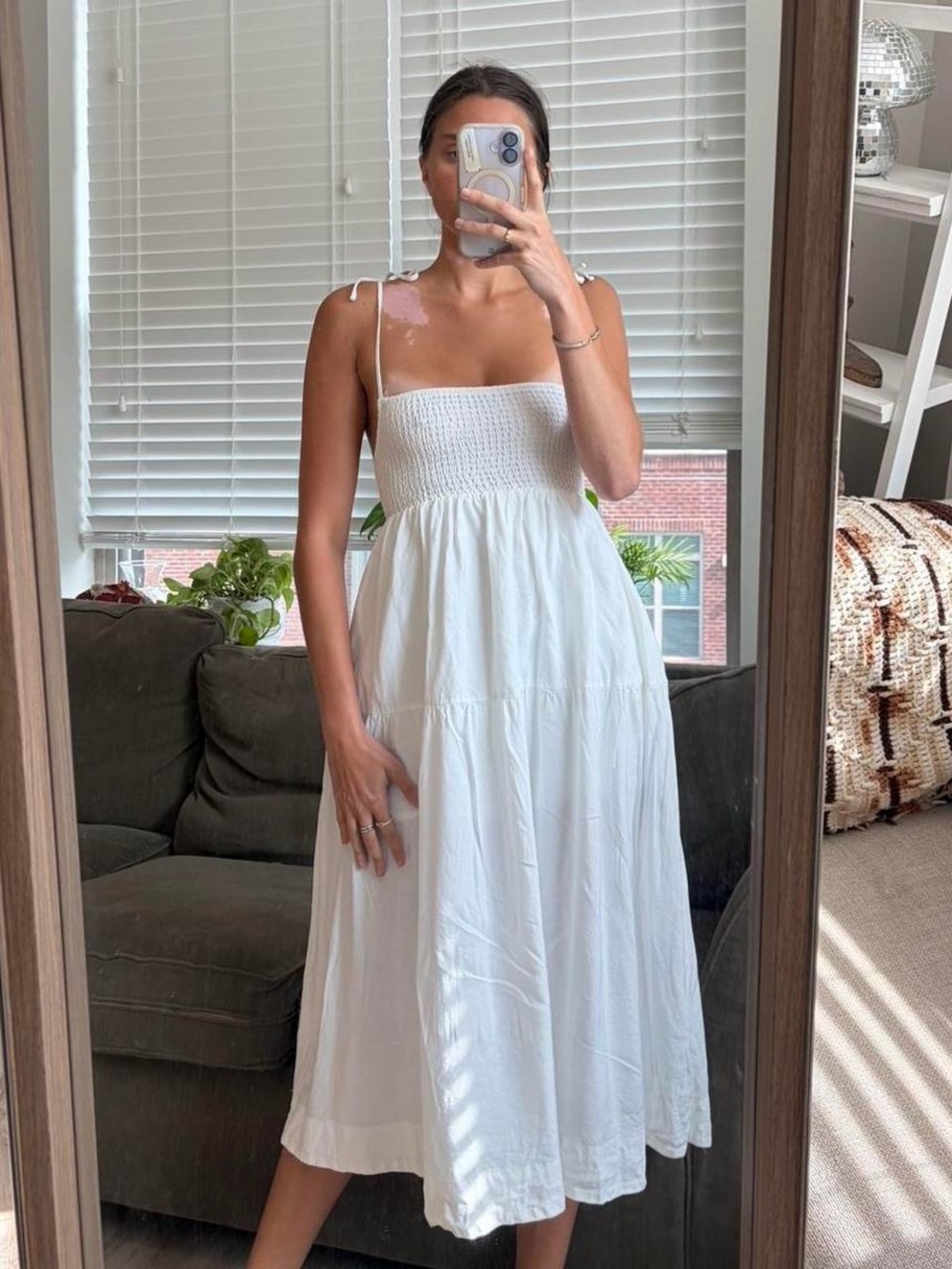 ASTR the label white linen midi dress